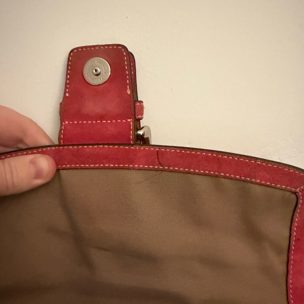 COACH Signature Shoulder Handbag Pink Logo - Picture 11 of 13